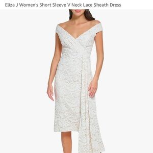 Eliza J Women’s Short Sleeve V Neck Lace Sheath Dress, Size 16, Brand New